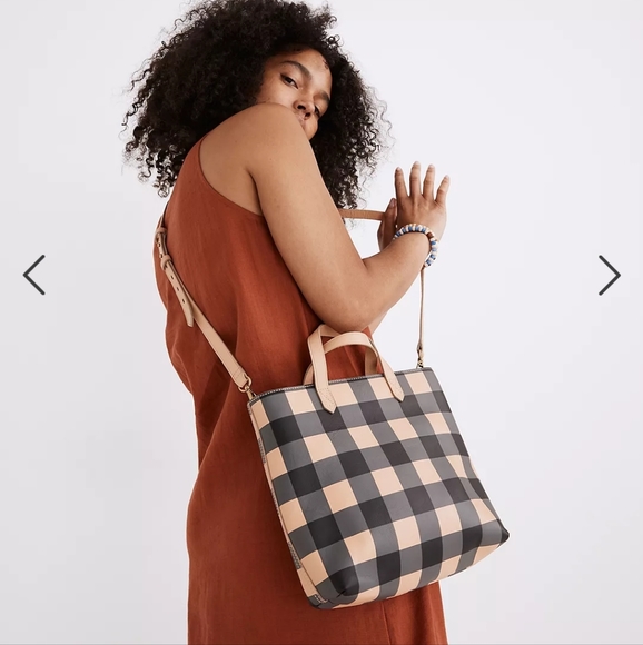 Madewell Handbags - Madewell Zip Top Transport Crossbody Tote Bag Gingham Buffalo Check Plaid NWT
